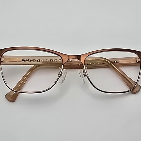 Coach HC5067 9234 Satin Brown Light Gold Crystal Brown Cat Eye Eyeglasses Frame - Picture 11 of 13